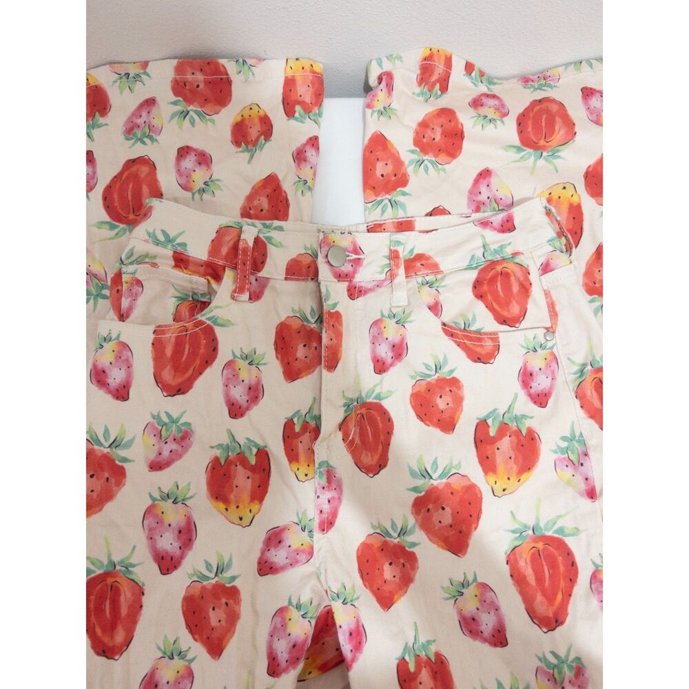 Strawberry Print Flare Jeans